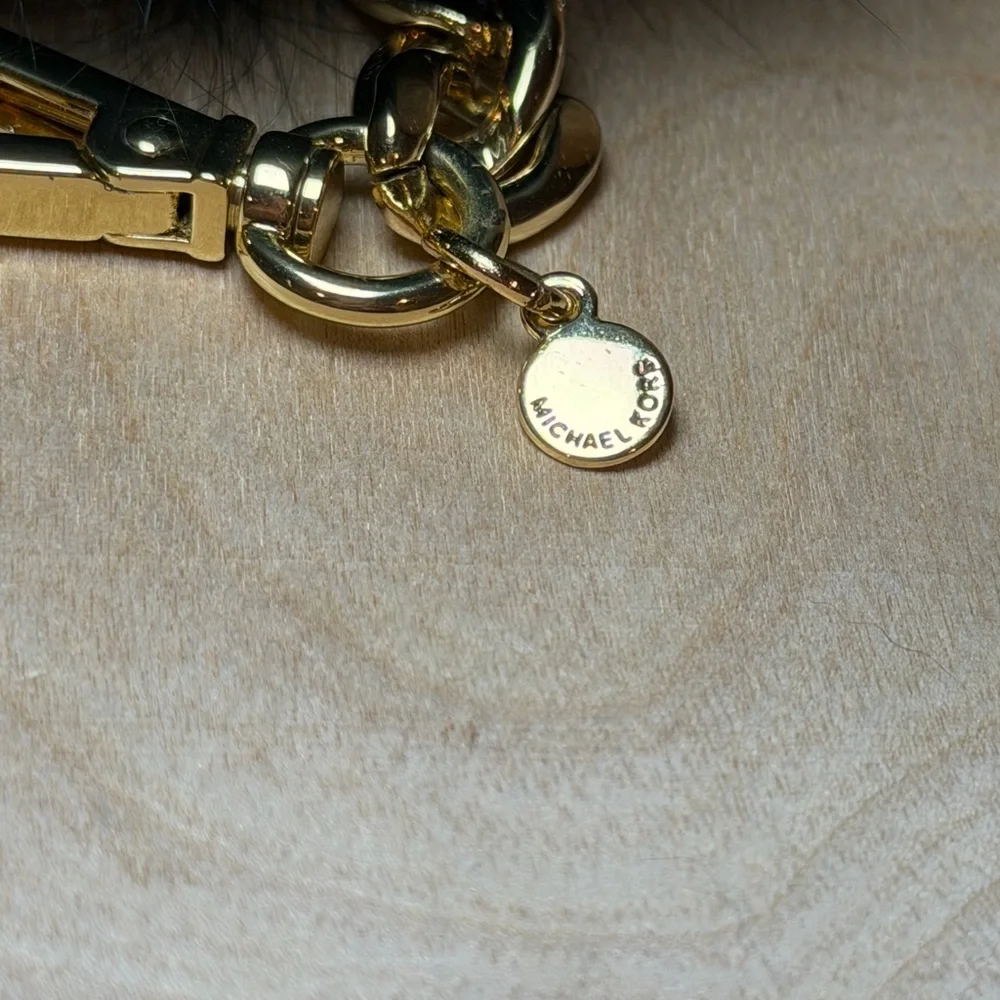 Michael Kors Green Fur‎ Pom Pom Keychain